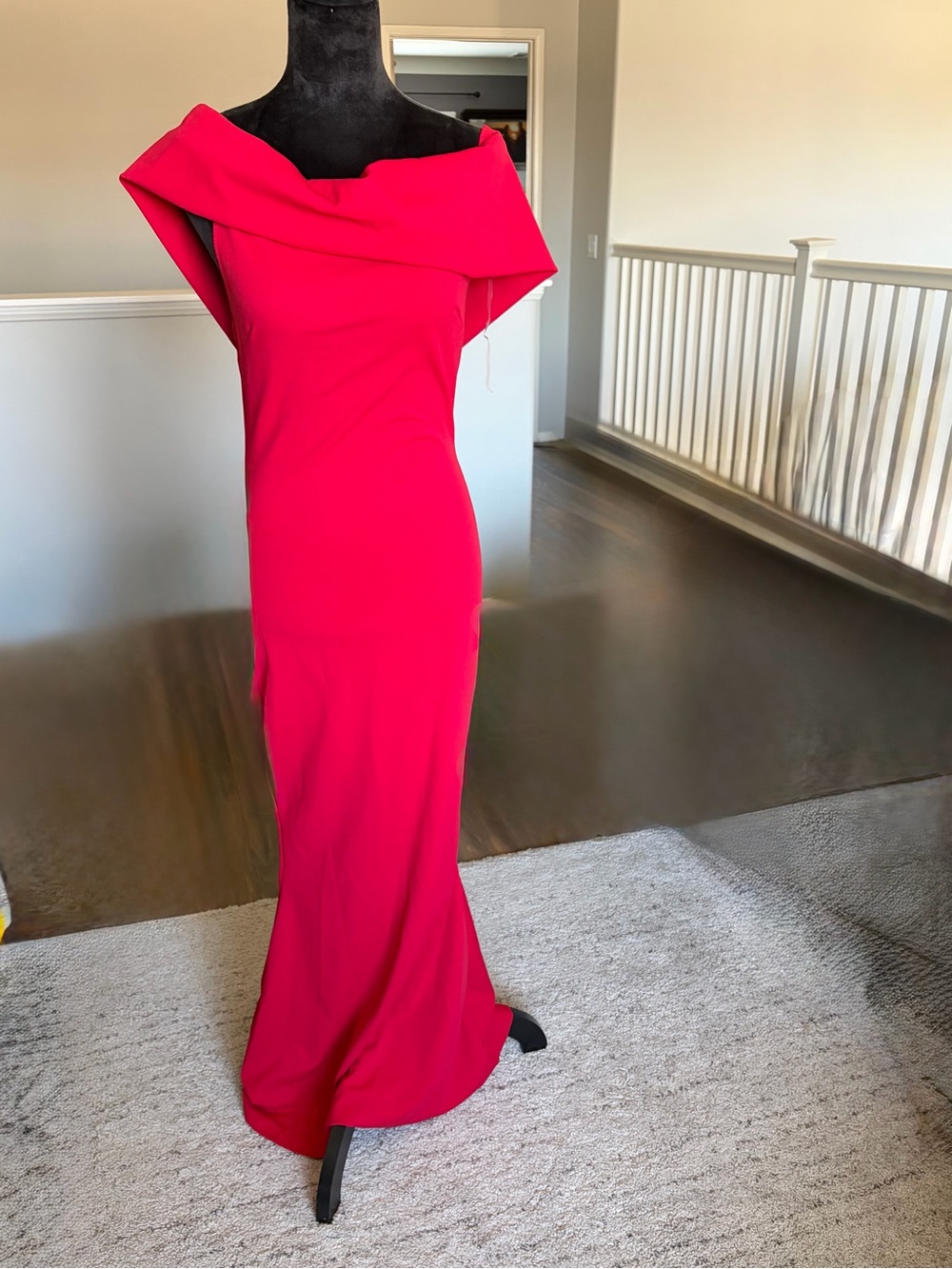 Fashion Nova Hot Pink Off-Shoulder Maxi Gown